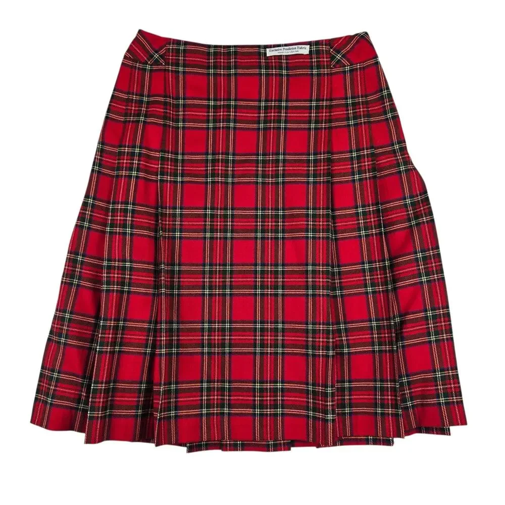 Womens Vintage Pendleton Skirt Size 6P Red Tartan Pleated A-line NWOT USA Wool